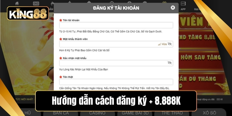 KING88 🎖️ Cá Cược Đẳng Cấp Thượng Lưu - Uy Tín - Minh Bạch 54 Hướng dẫn cách đăng ký + 8.888K